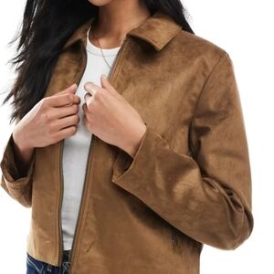 Brown Faux Suede Women's Jacket.Pit To Pit 22" Length 22"